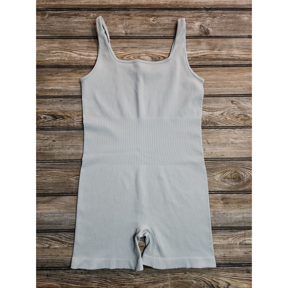 OQQ Ribbed Seamless Romper XXL Light Grey Tank Jumpsuit Shorts Activewear